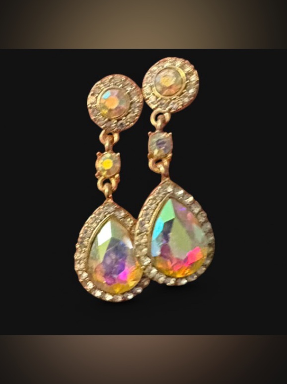 🦖 5 for $20 Aurora Teardrop Drop Earrings – Iridescent Multicolor Crystal - Picture 3 of 4